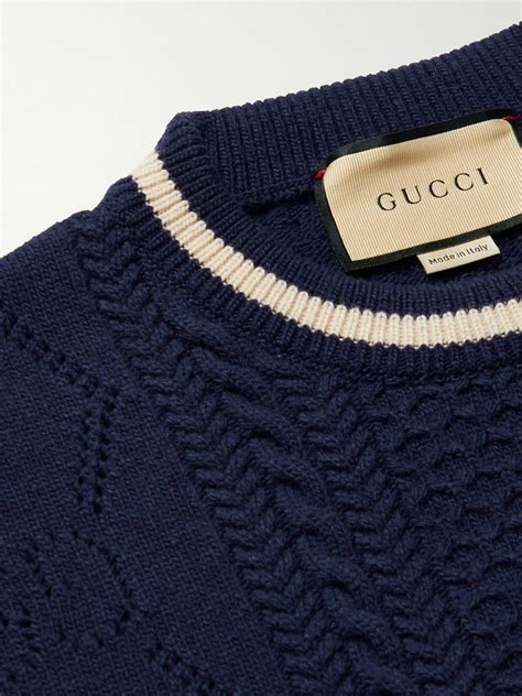 gucci cable- and pointelle-knit wool sweater|Gucci sweater.